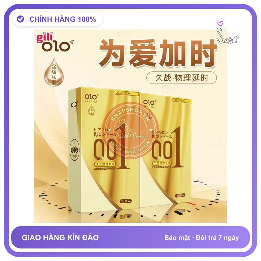 Bao cao su Olo Superior Vàng Gân hộp 10 chiếc kéo dài thời gian chính hãng