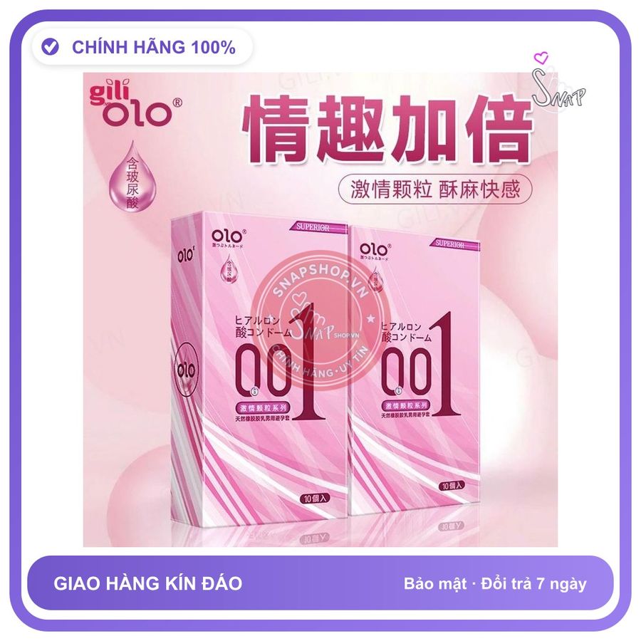 Bao cao su Olo Superior Hồng Nhám hộp 10 chiếc siêu mỏng chính hãng