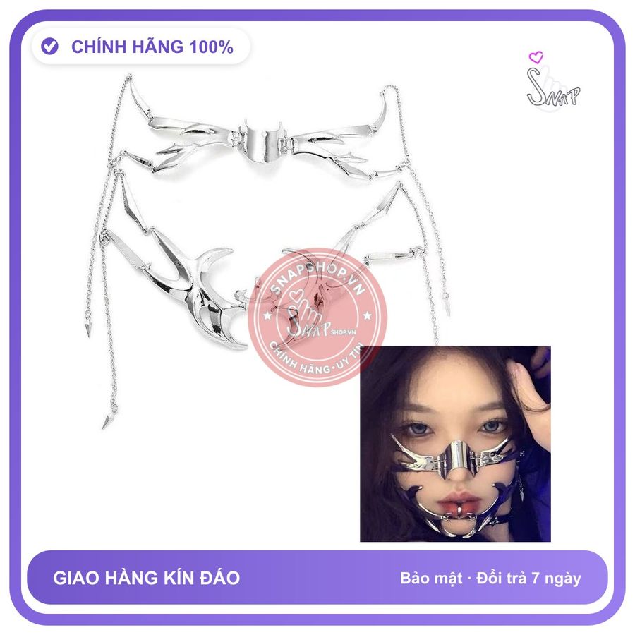 BDSM Mặt nạ mũi A + cằm Cyberpunk inox chính hãng