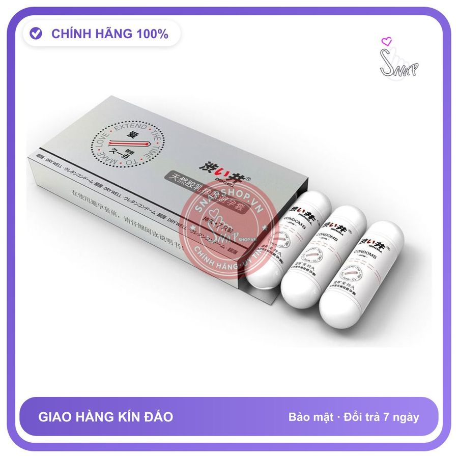 Bao cao su Drywell Long Lasting kéo dài quan hệ hộp 7 viên