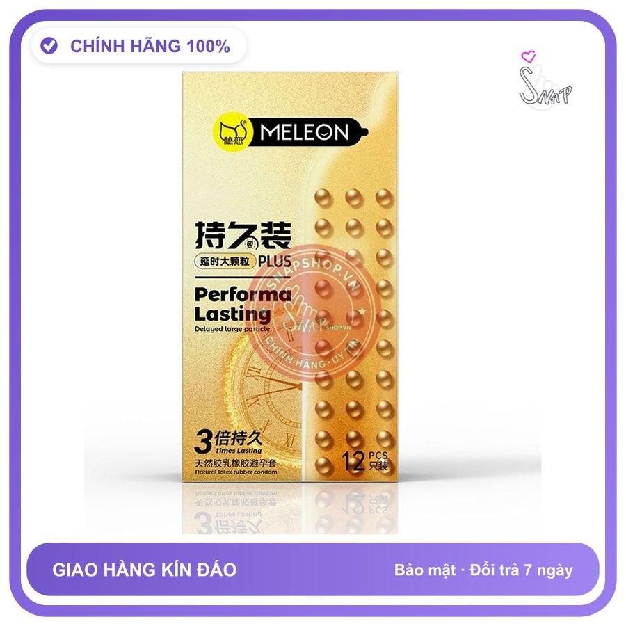 Bao cao su Meleon Performa Lasting Plus 3 Times hộp 12 cái