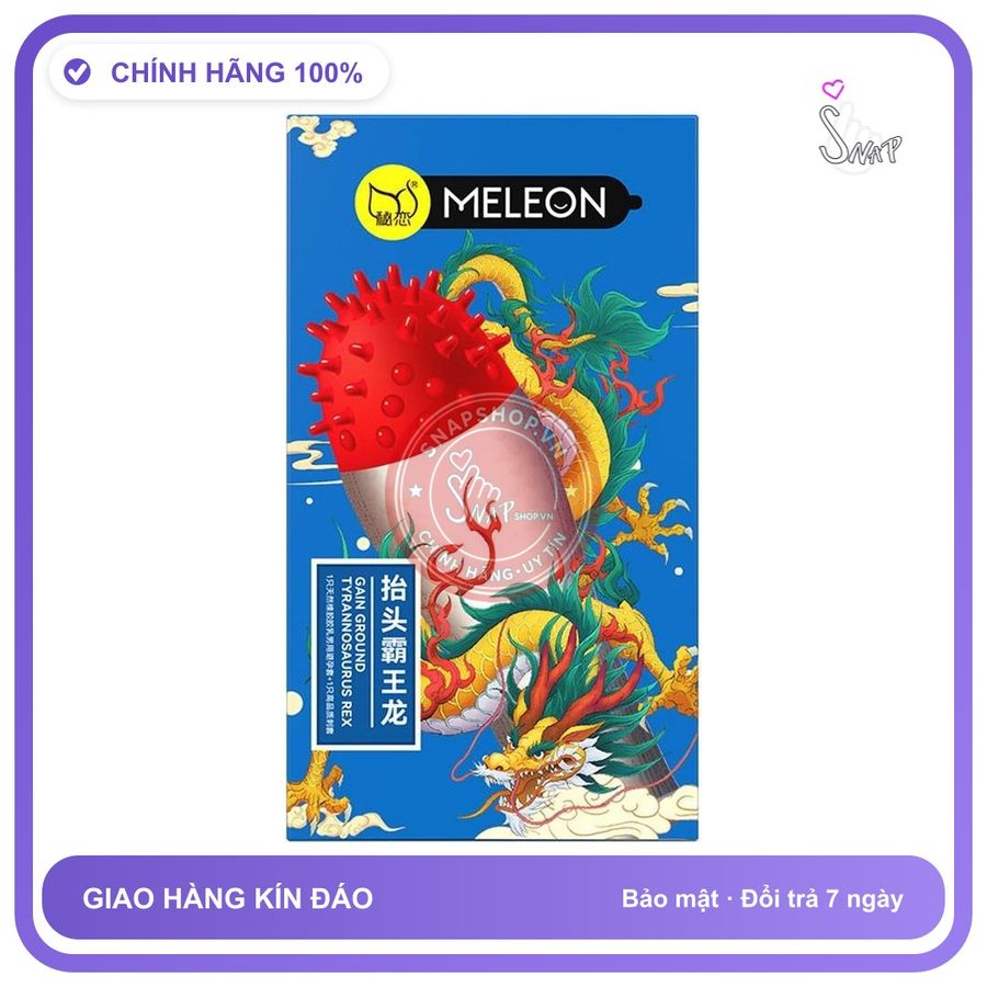 Bao cao su Meleon Dragon T-Rex Xanh Dương đầu gai khủng hộp 2 cái