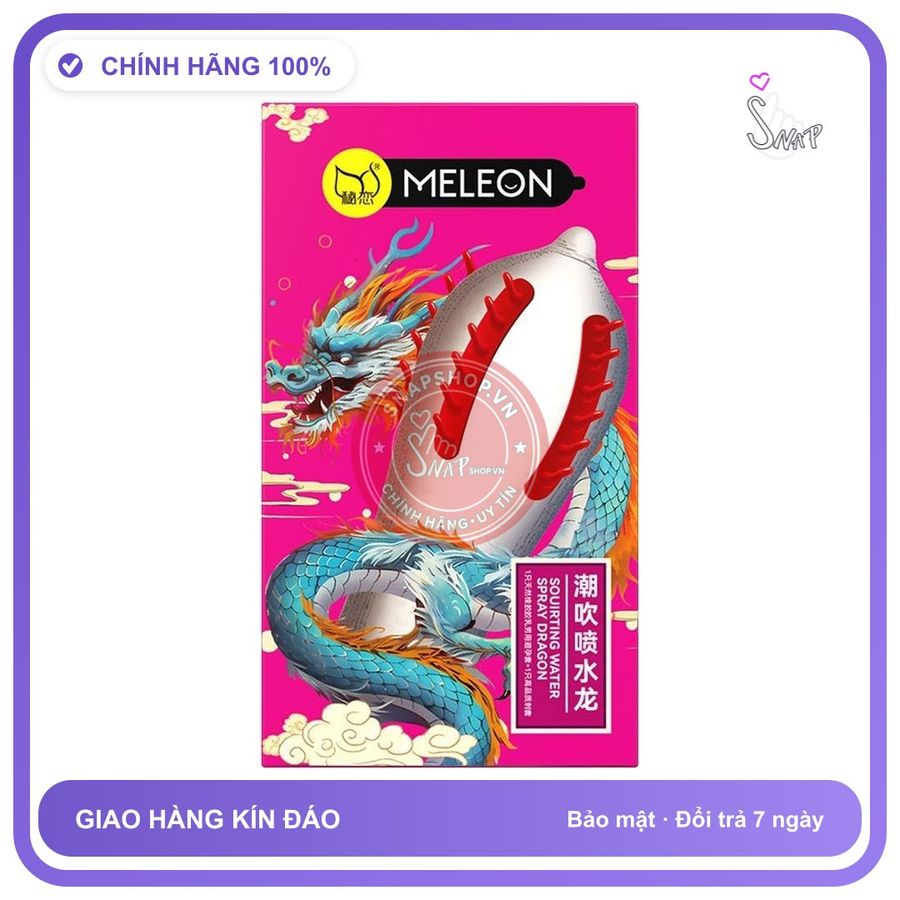 Bao cao su Meleon Dragon Water Hồng 2 gân gai dọc hộp 2 cái