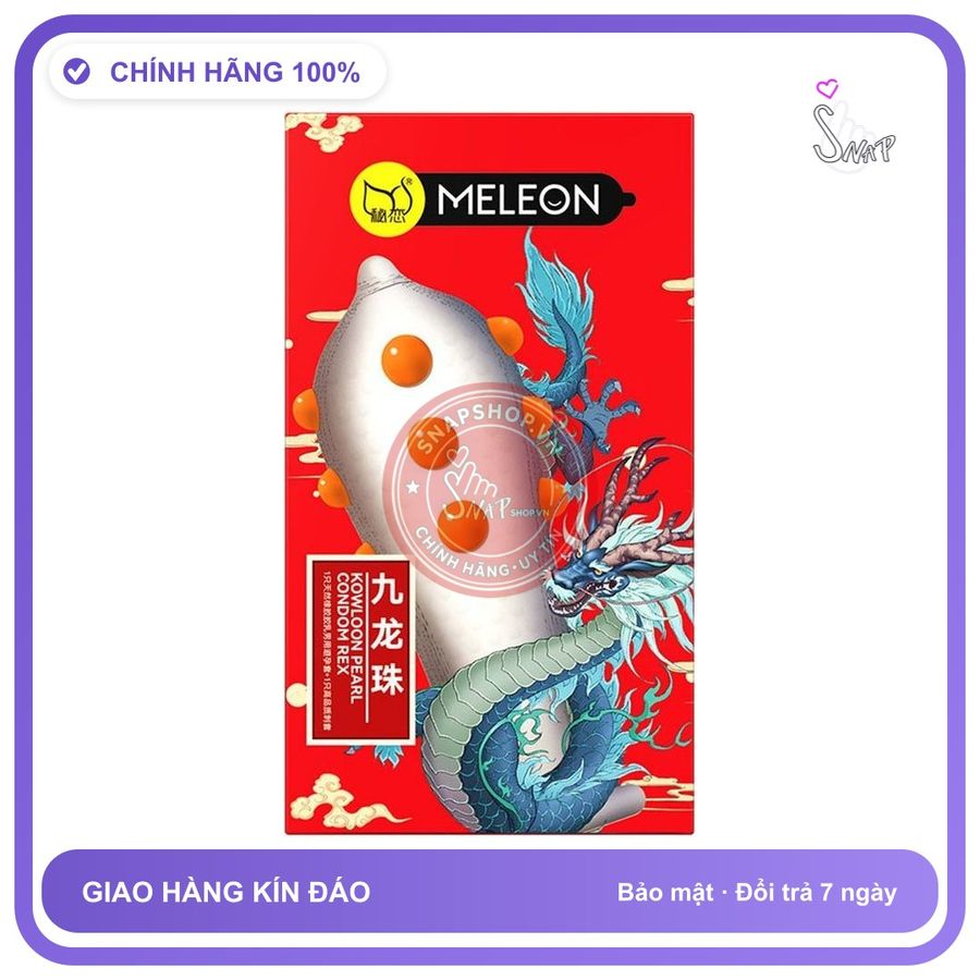 Bao cao su Meleon Dragon Pearl Đỏ 9 hạt bi nổi hộp 2 cái