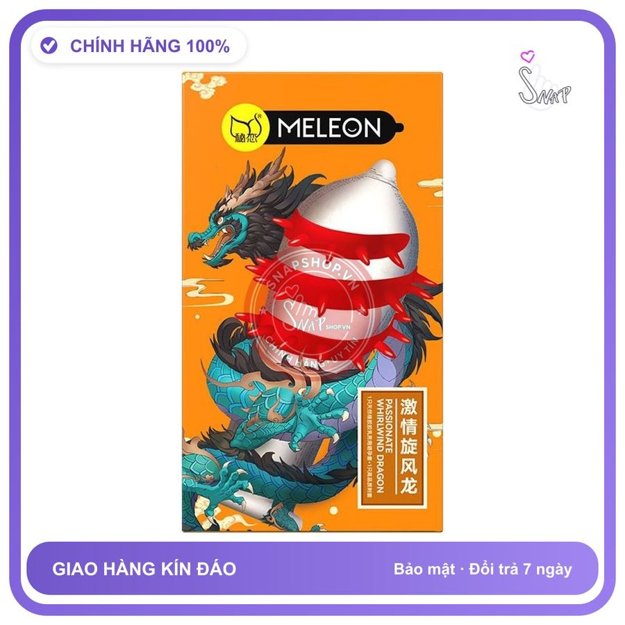Bao cao su Meleon Dragon Whirlwind Cam râu gai 3 vòng hộp 2 cái