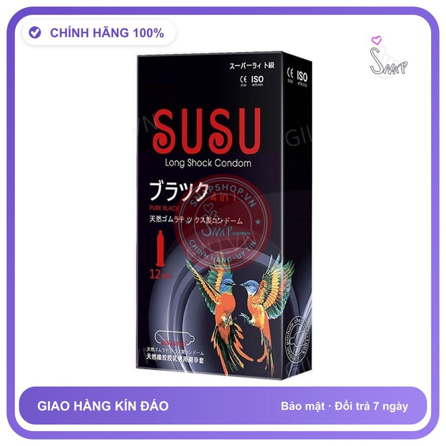 Bao cao su Susu siêu mỏng hộp 12 chiếc kéo dài thời gian chính hãng hàng nhập khẩu