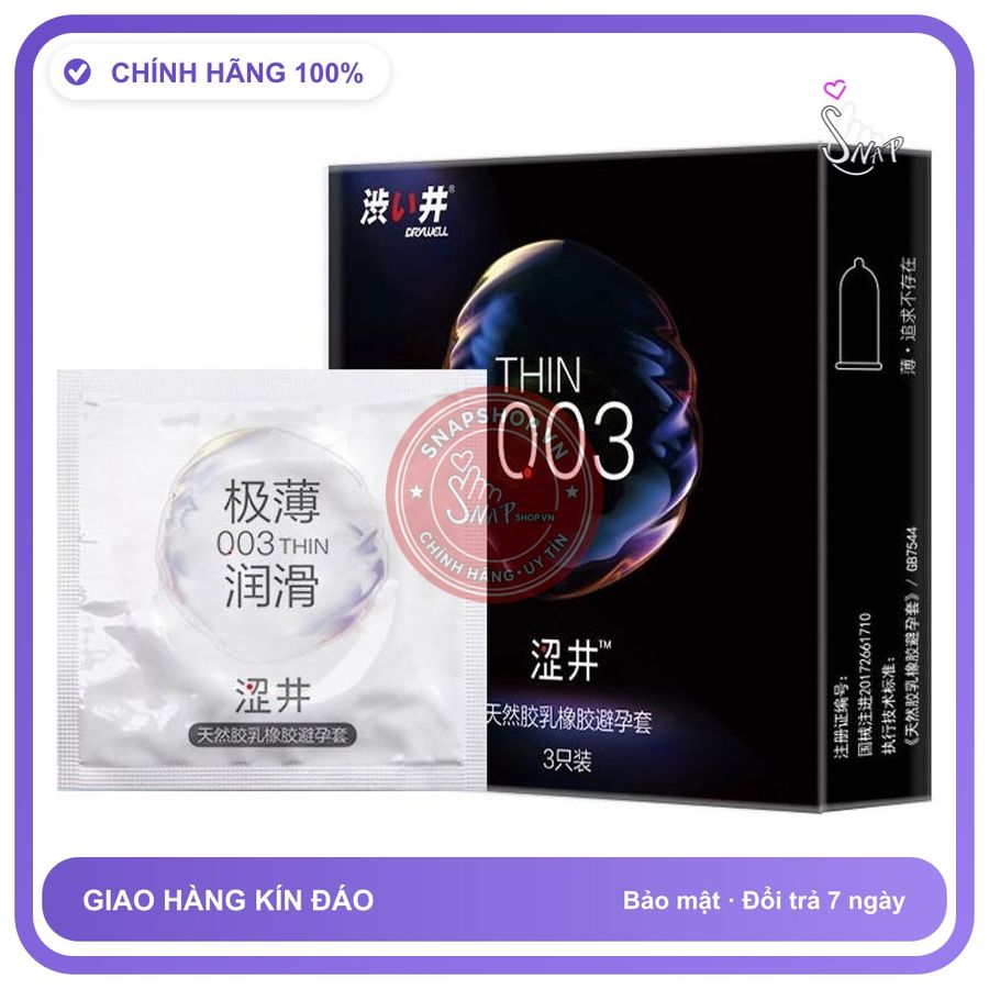 Bao cao su Drywell Ultra Thin 003 siêu mỏng hộp 3 cái