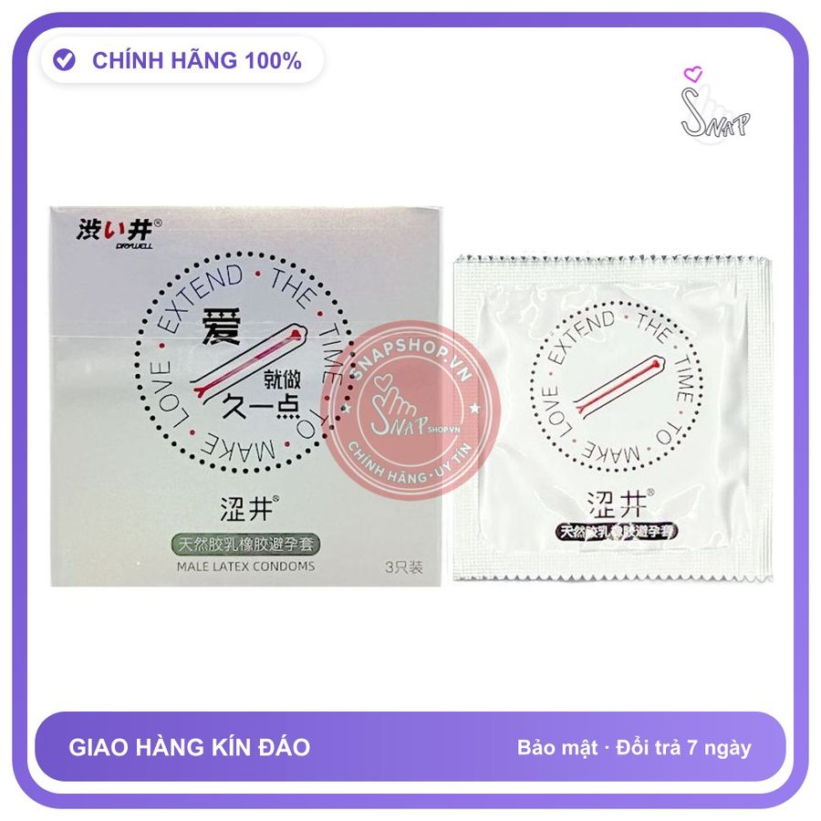 Bao cao su Drywell Long Lasting kéo dài quan hệ hộp 3 cái