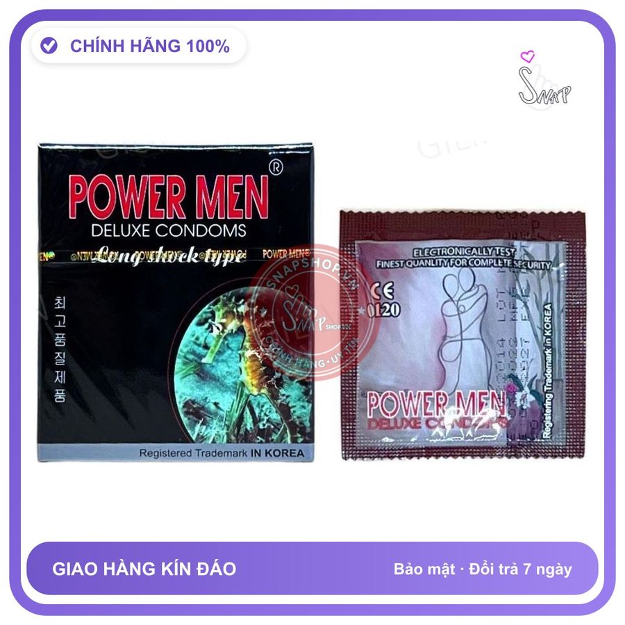 Bao cao su Powermen Cá Ngựa hộp 3 chiếc kéo dài thời gian chính hãng