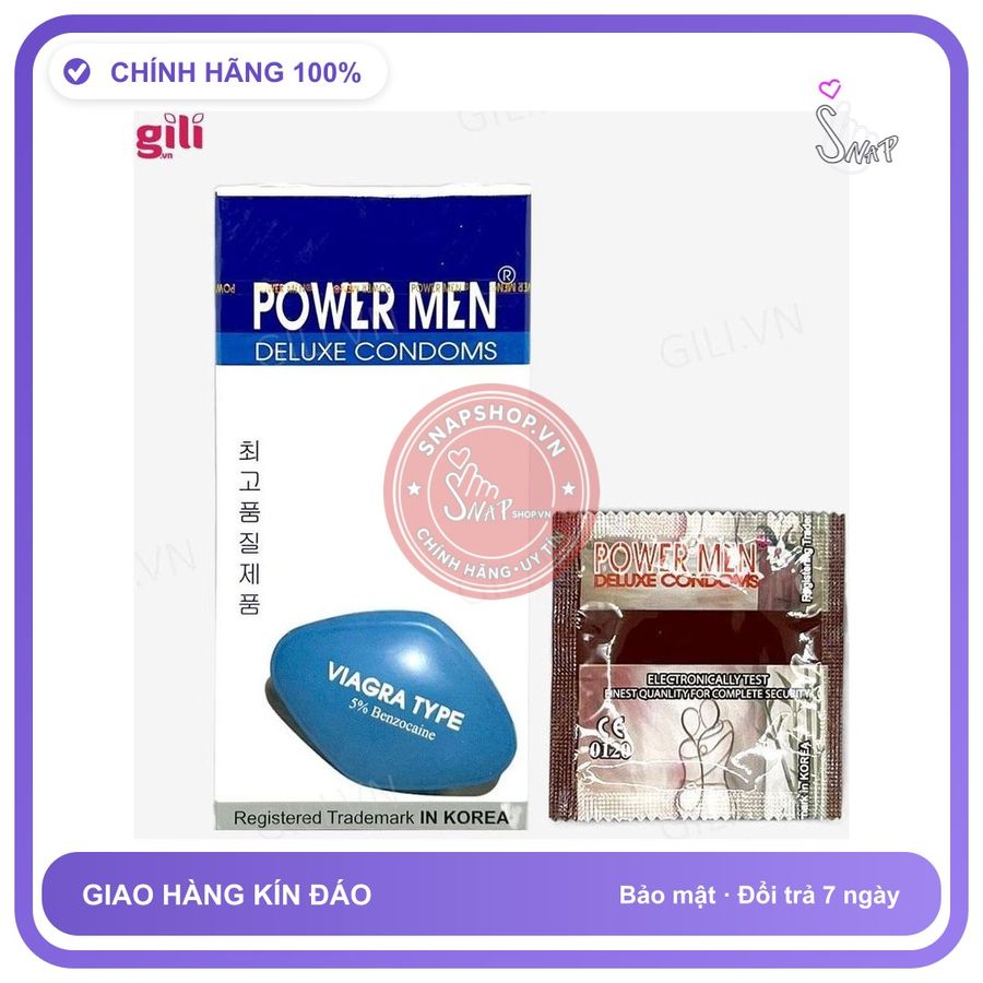 Bao cao su Powermen Viagra hộp 12 chiếc kéo dài thời gian chính hãng