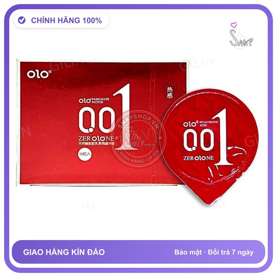 Bao cao su siêu mỏng Olo 0.01 Đỏ hộp 10 chiếc chính hãng hàng nhập khẩu