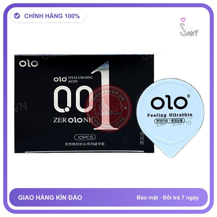 Bao cao su siêu mỏng Olo 0.01 Đen hộp 10 chiếc chính hãng hàng nhập khẩu