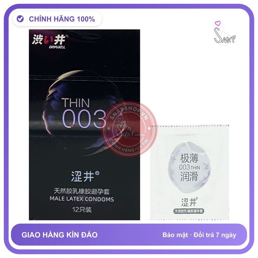 Bao cao su Drywell Ultra Thin 003 siêu mỏng hộp 12 cái