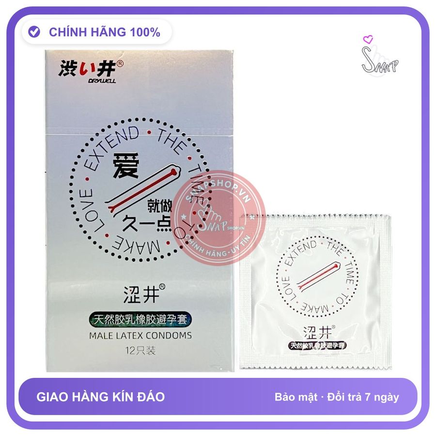 Bao cao su DryWell Long Lasting kéo dài quan hệ hộp 12 cái