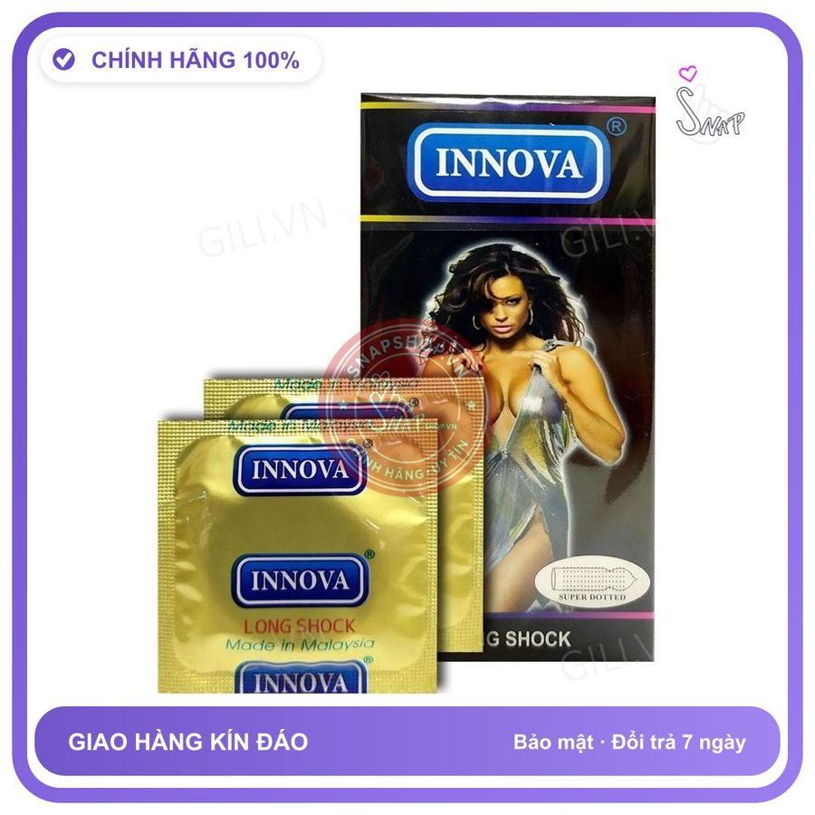 Bao cao su Innova Long Shock hộp 12 chiếc kéo dài thời gian chính hãng hàng nhập khẩu