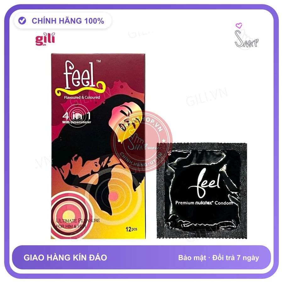 Bao cao su Feel Euphoria 4in1 hộp 12 chiếc kéo dài thời gian chính hãng hàng nhập khẩu