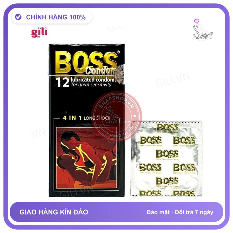 Bao cao su Boss 4in1 Long Shock hộp 12 kéo dài thời gian chính hãng hàng nhập khẩu