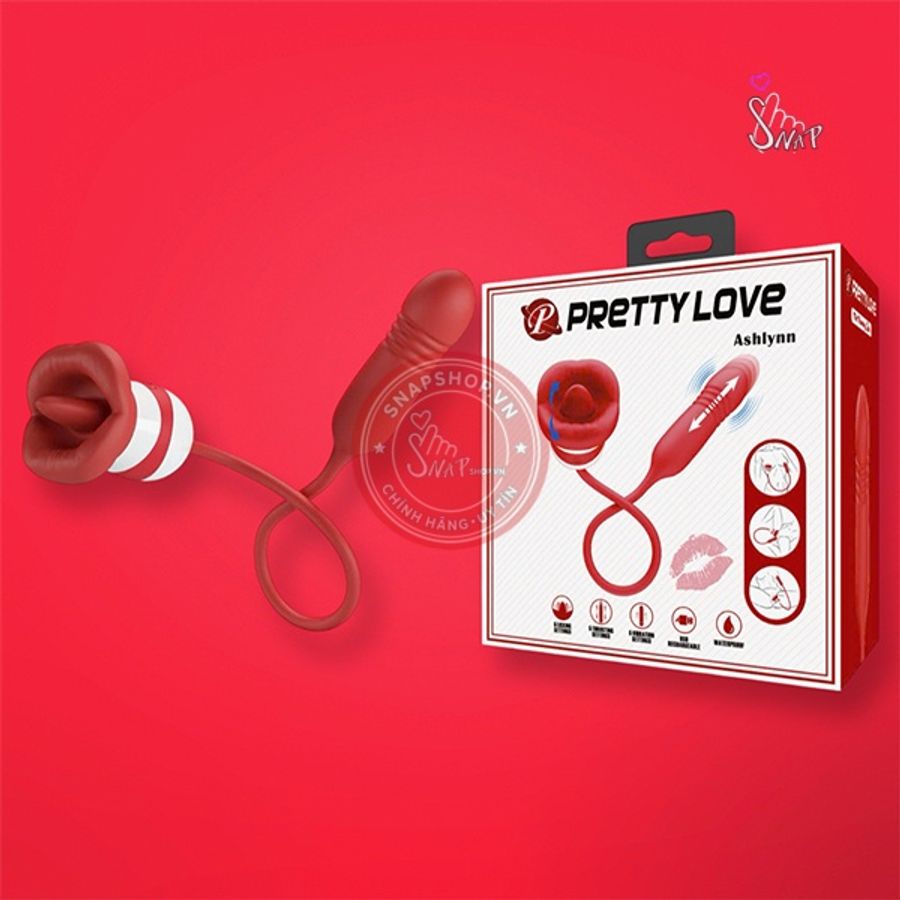 Bộ trứng rung nhấp chuyển động đẩy tới và lui kết hợp lưỡi liếm Pretty Love Ashlynn