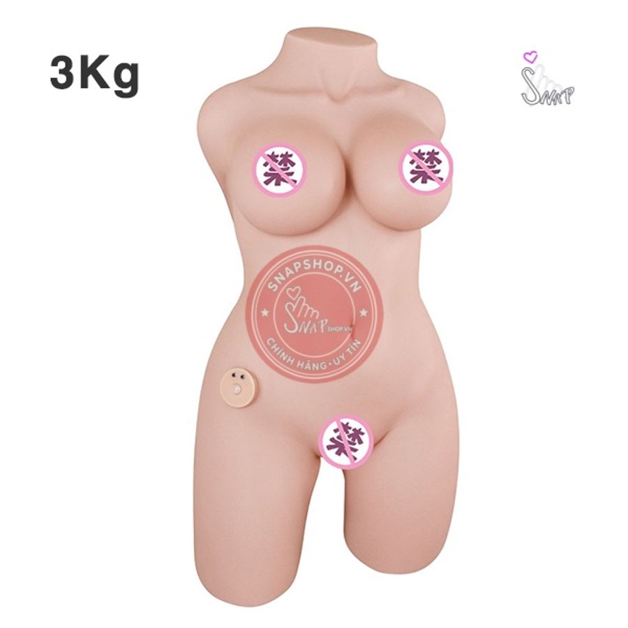 Búp bê bán thân Jiuai rung nhiệt 3kg trắng hồng