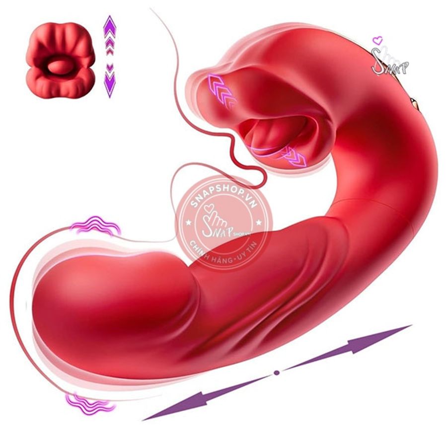 Dương vật rung nhấp chuyển động đẩy tới và lui kết hợp lưỡi liếm hút và mút cực mạnh âm vật 3in1 Evelyn Va1