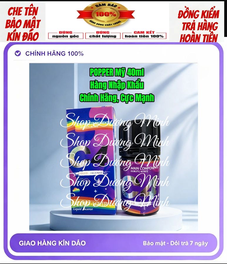 Popper 40ml USA, Dòng C4 ,Cao Cấp, Cực Mạnh, Ko Tác Dụng Hoàn Tiền 