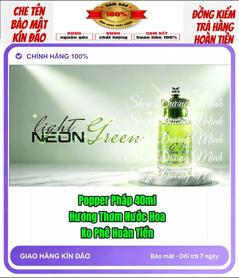 Tinh Dầu Nước Hoa, Popper 40ml Pháp, Hương Thơm Dễ Hít , Kích Thích Hưng Phấn Cực Mạnh, Bao Phê 