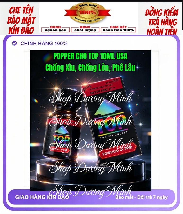 Popper Cho Top 10ml USA, chống xìu, chống lờn, bao phê