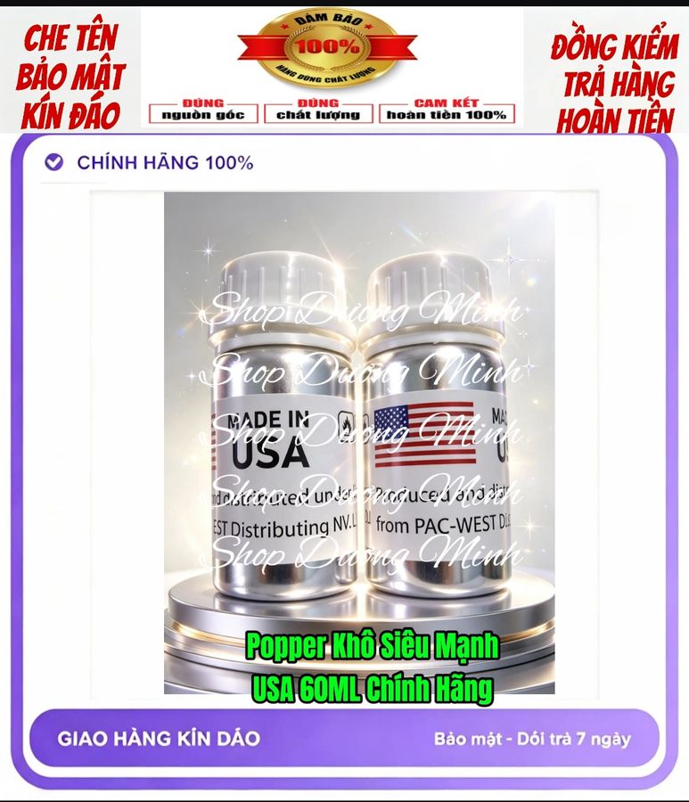 Siêu Phẩm, Popper Khô 60ml , Chính Hãng USA, Cực Mạnh, Phê Lâu, Dùng An Toàn 