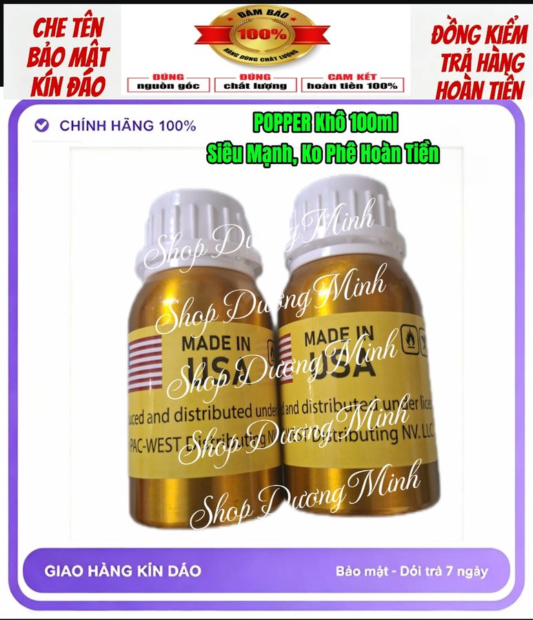 Popper khô 100ml USA, Dòng Cực Mạnh,Gây Choáng Với Ảo Giác, Bao Phê 