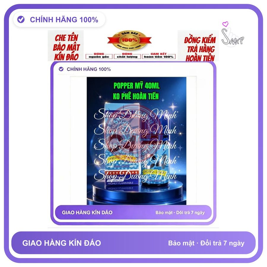 (Che Tên) Popper 40ml USA, Dòng C4 Cao Cấp, Cực Mạnh, Phê Lâu, Che Tên Cao Cấp Bảo Đảm