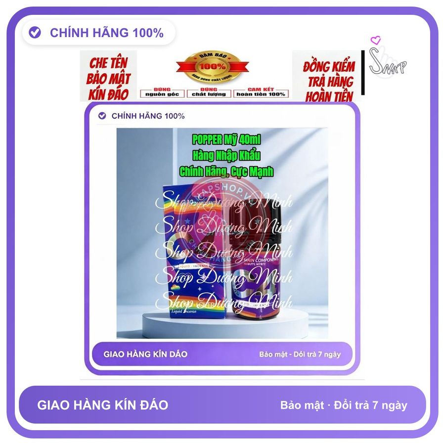 (Che Tên) Popper 40ml USA, Dòng C4,Cao Cấp, Cực Mạnh, Ko Tác Dụng Hoàn Tiền Giao Nhanh Toàn Quốc