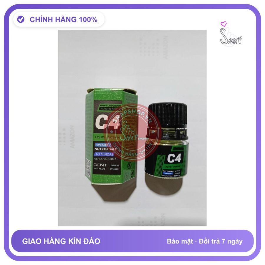 Chai hít tăng khoái cảm Popper C4 20ml popper c4 20ml cho bot, giúp giản nở, phê tới đỉnh, che tên sản phẩm bảo mật kín đáo