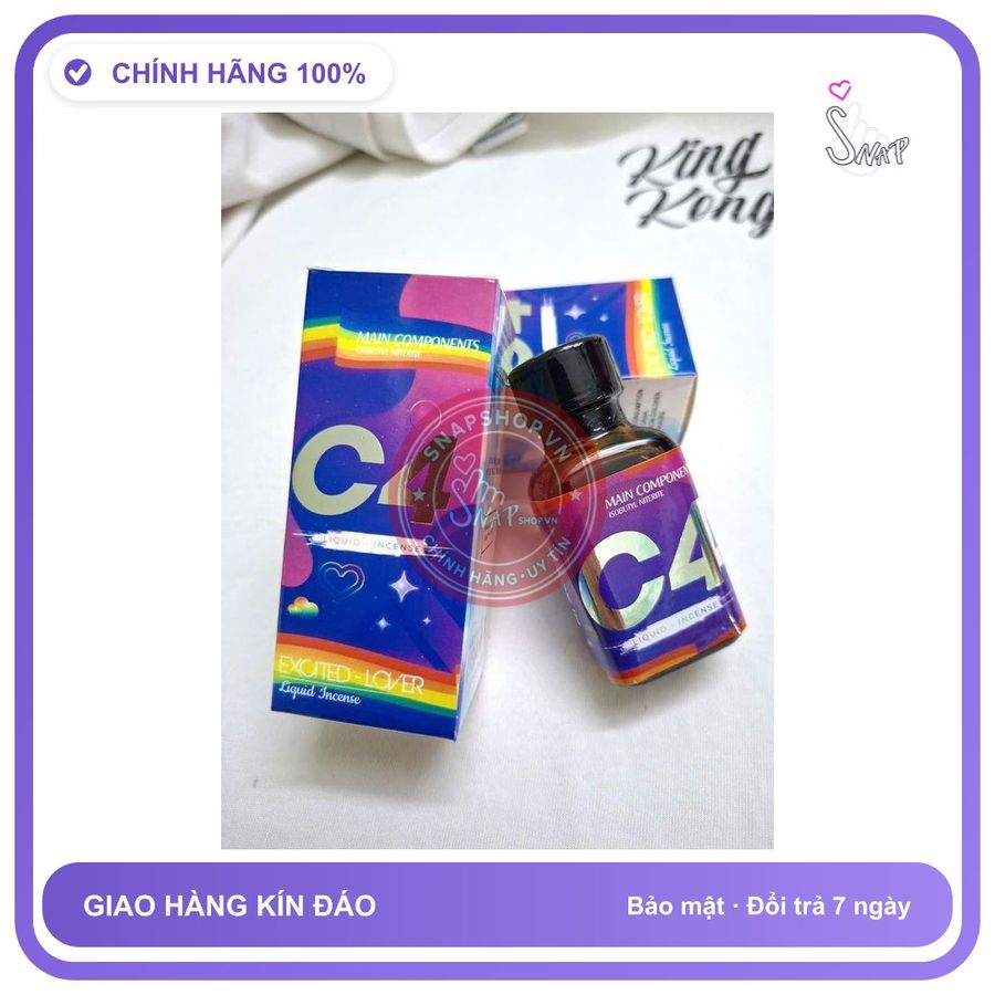 Chai hít tăng khoái cảm Popper C4 30ml Popper 30ml USA, Cực Mạnh cho người lờn nặng, che tên sản phẩm bảo mật kín đáo
