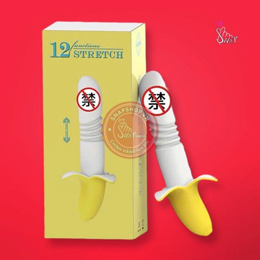 Dương vật giả trái chuối STRETCH rung nhấp chuyển động đẩy tới và lui 12 chế độ