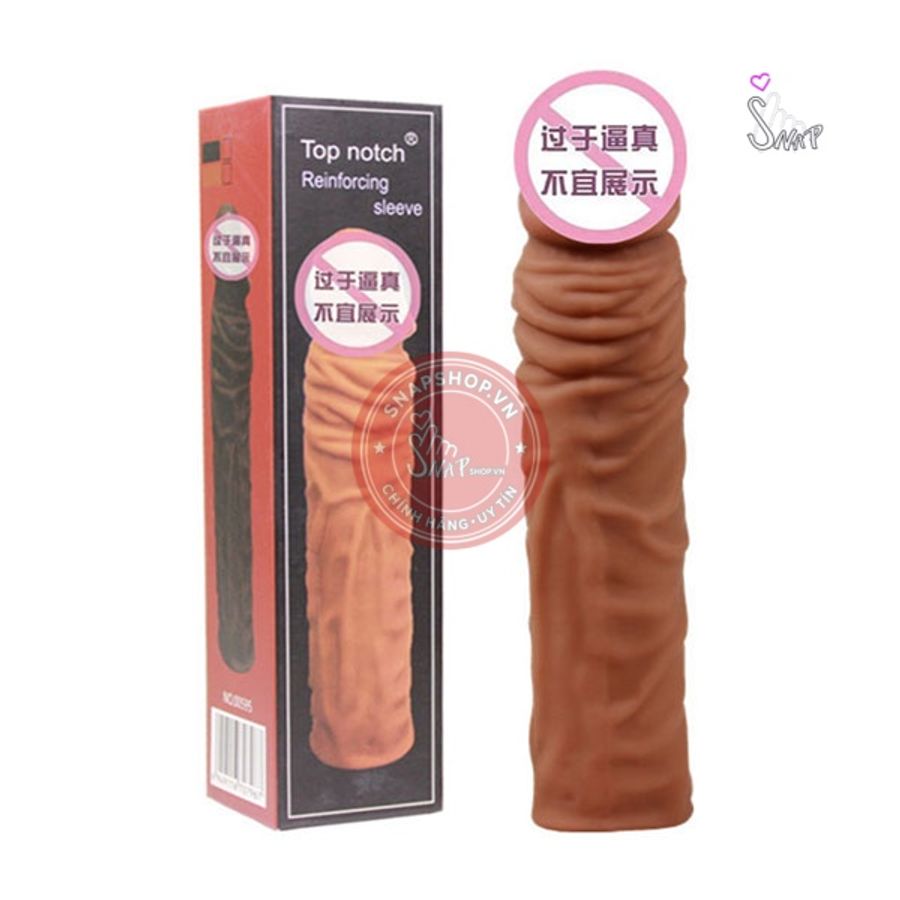 Bao cao su đôn dên Top Notch gân nổi, cậu nhỏ dài thêm 5cm