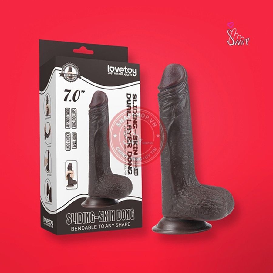 Dương vật giả gắn tường Lovetoy Sliding Skin Dong 7 inch – Black