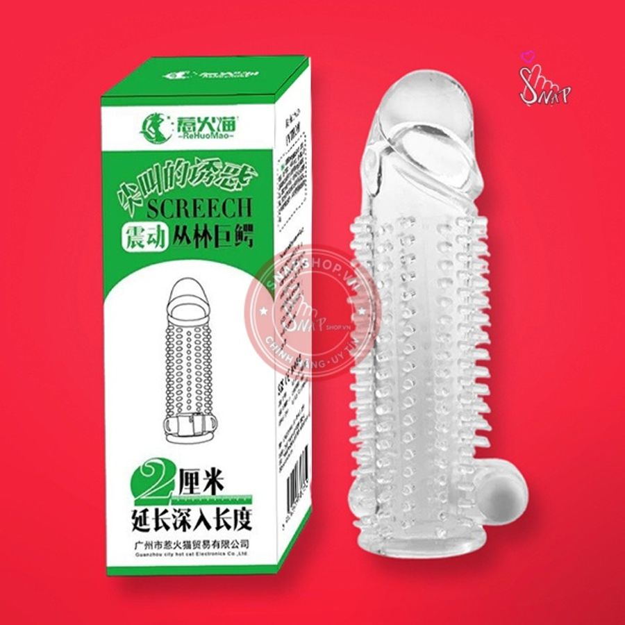 Bao cao su đôn dên thân gai đầu trơn Screech có rung