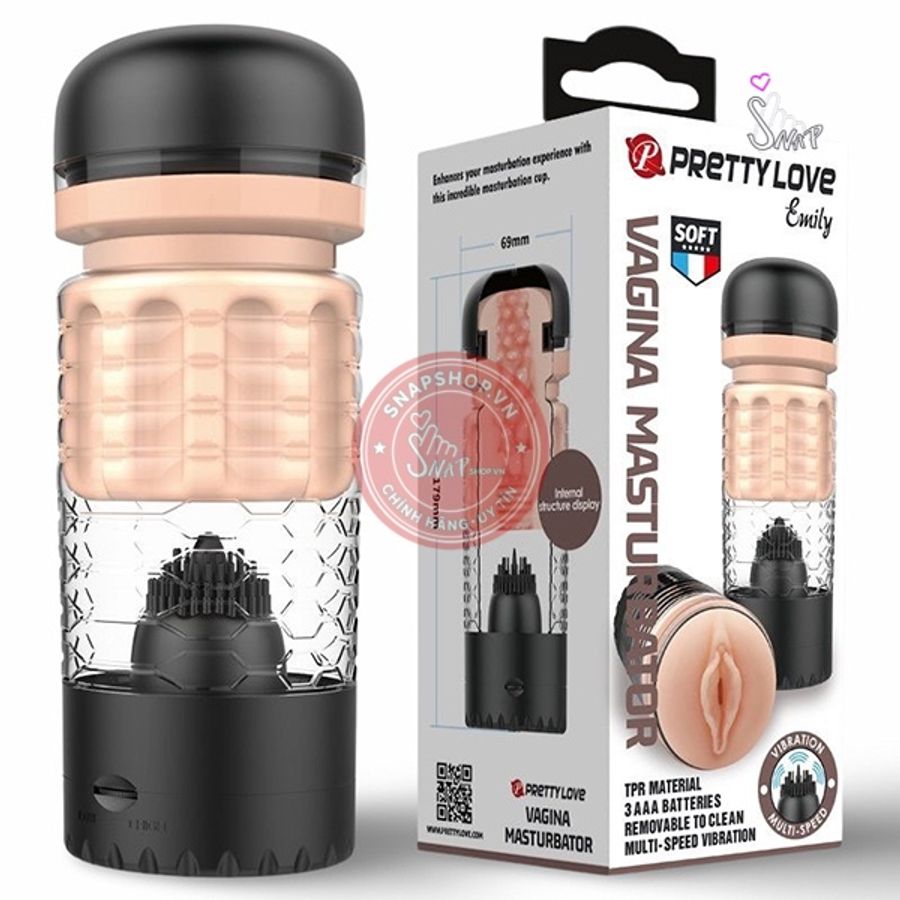 Âm đạo giả Pretty Love Emily lưỡi rung liếm siêu kích thích chính hãng
