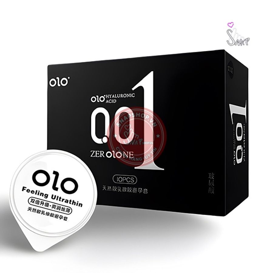 Bao cao su siêu mỏng Olo Đen 0.01 trơn mượt – Hộp 10c