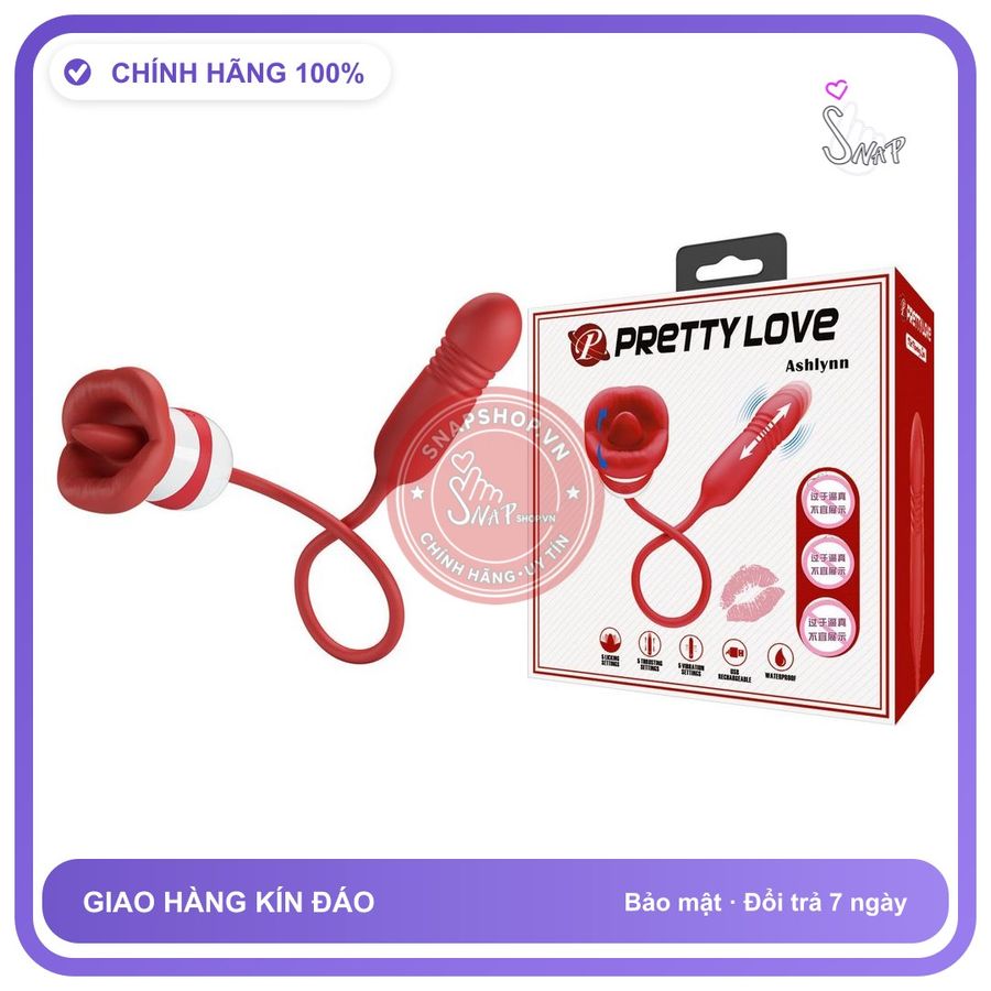 Bộ Trứng rung nhấp chuyển động đẩy tới và lui Liếm Pretylove Ashlynn chính hãng - 5 chế độ rung, rung nhấp chuyển động đẩy tới và lui tự động, silicone mềm mại - giao hàng che tên kín đáo