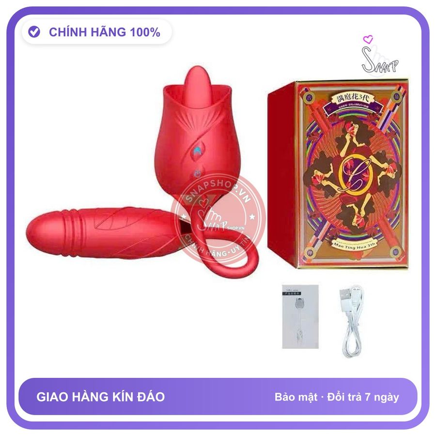 Bộ Trứng Rung Lưỡi Liếm Red New chính hãng - rung nhấp chuyển động đẩy tới và lui tự động, chất liệu an toàn cho da, dễ vệ sinh - giao hàng che tên kín đáo
