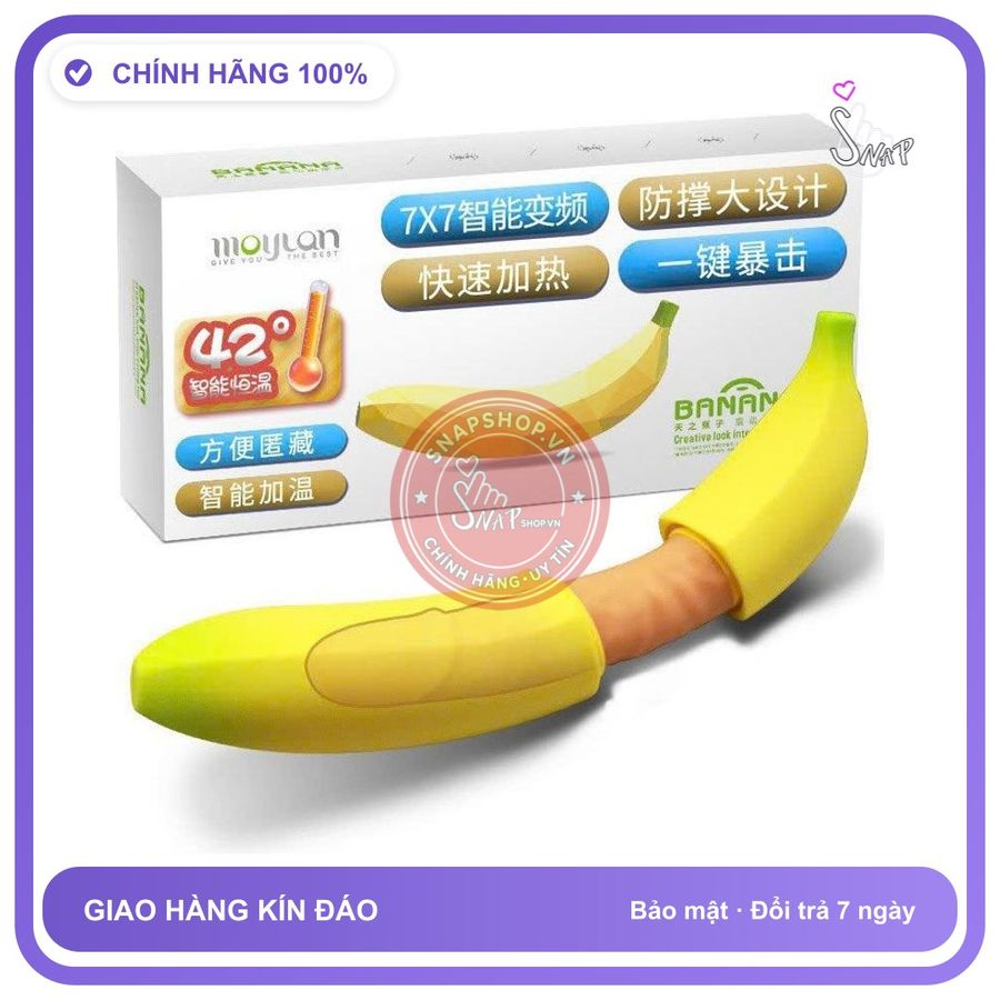 Dương Vật Chuối Moylan Banana Rung Nhiệt chính hãng - 7 chế độ rung, sạc USB, silicone mềm - giao hàng che tên kín đáo