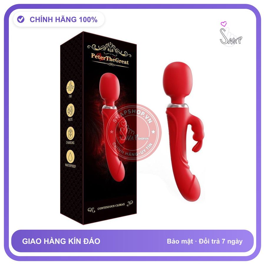 Chày Rung Massage 2 Đầu Peter Nhánh Thỏ chính hãng - chất liệu an toàn cho da, dễ vệ sinh, êm ái khi dùng - giao hàng che tên kín đáo