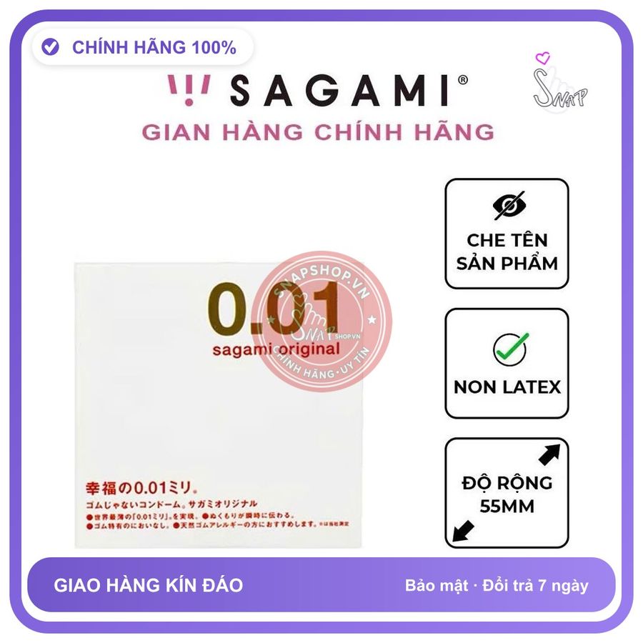 Bao Cao Su Sagami Siêu Mỏng 001 Hộp 1 Cái chính hãng - có gai nổi, có hương thơm, ôm sát cảm giác thật - giao hàng che tên kín đáo