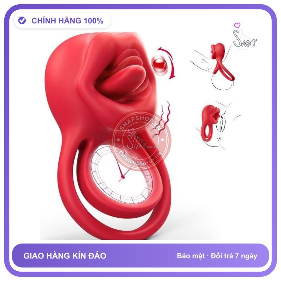 Vòng Rung Lưỡi Liếm 4in1 điều khiển Qua App chính hãng - chất liệu an toàn cho da, dễ vệ sinh, êm ái khi dùng - giao hàng che tên kín đáo
