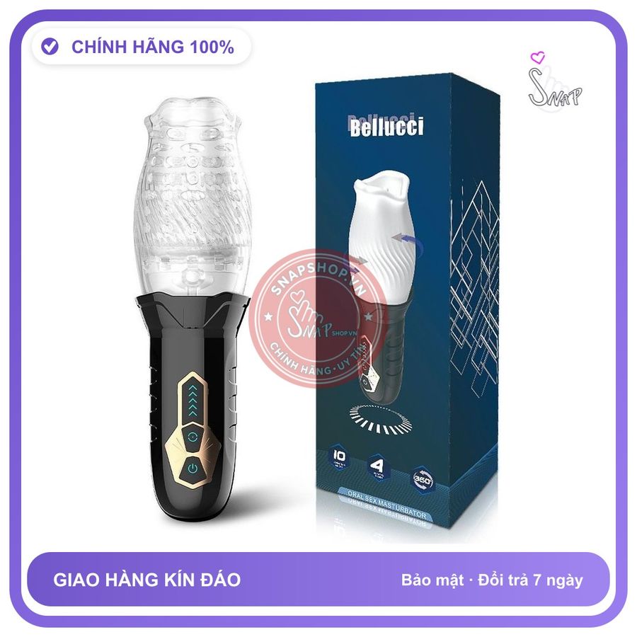 Âm Đạo Cầm Tay Xoay Thụt Bellucci Nhiều Chế Độ chính hãng - rung nhấp chuyển động đẩy tới và lui tự động, chất liệu an toàn cho da, dễ vệ sinh - giao hàng che tên kín đáo