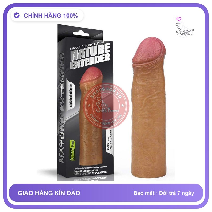 BAO CAO SU ĐÔN Lovetoy Nature Extender Tăng 5cm chính hãng - có hương thơm, ôm sát cảm giác thật, chất liệu latex an toàn - giao hàng che tên kín đáo