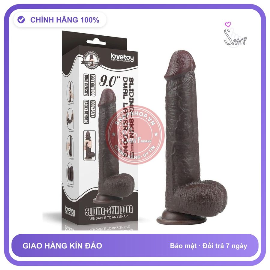 Dương Vật Lovetoy Da Đen Mềm không Rung 9 In chính hãng - chất liệu an toàn cho da, dễ vệ sinh, êm ái khi dùng - giao hàng che tên kín đáo