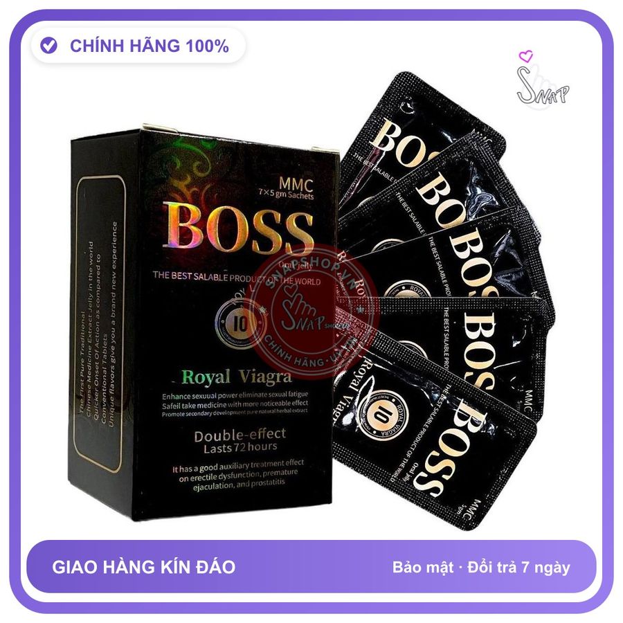 Thạch Cương Dương Nam Boss Hộp 7 Gói chính hãng - chất liệu an toàn cho da, dễ vệ sinh, êm ái khi dùng - giao hàng che tên kín đáo