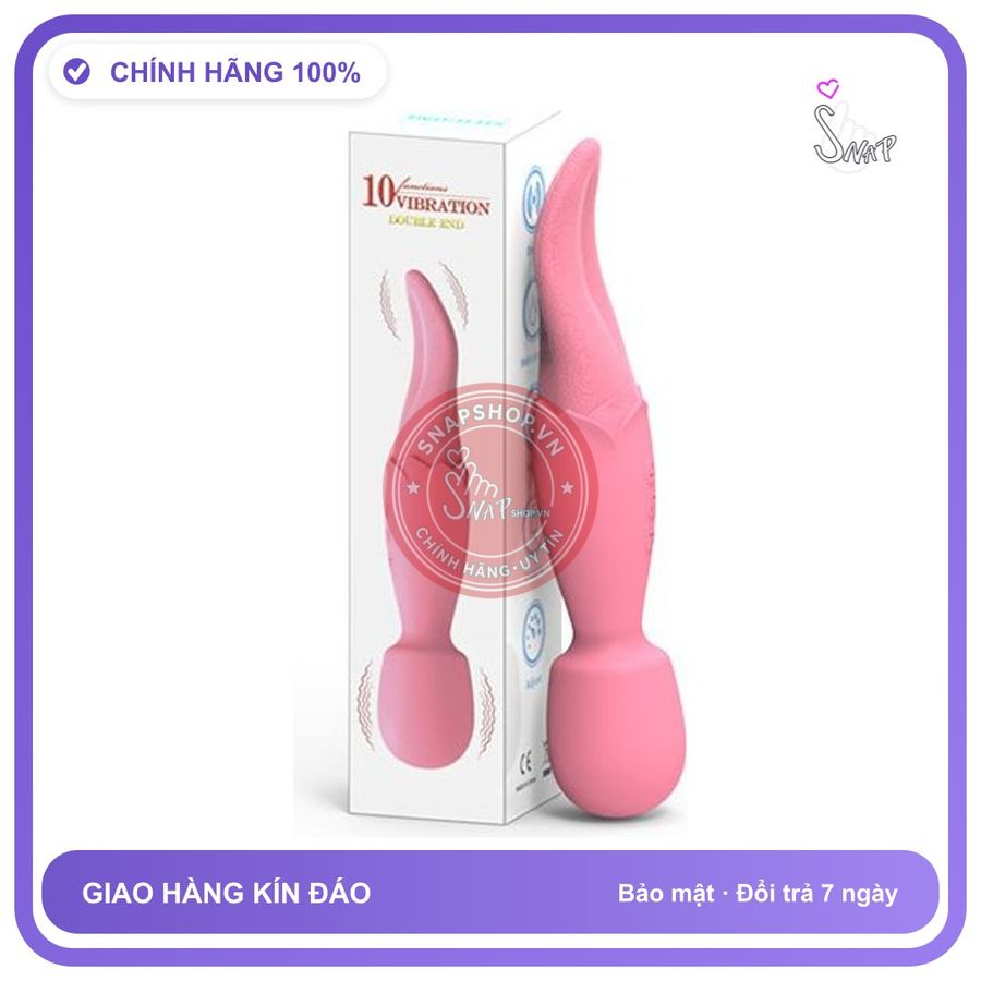 Chày Rung Massage Lưỡi Liếm Double End chính hãng - sạc USB, silicone y tế, chất liệu an toàn cho da - giao hàng che tên kín đáo
